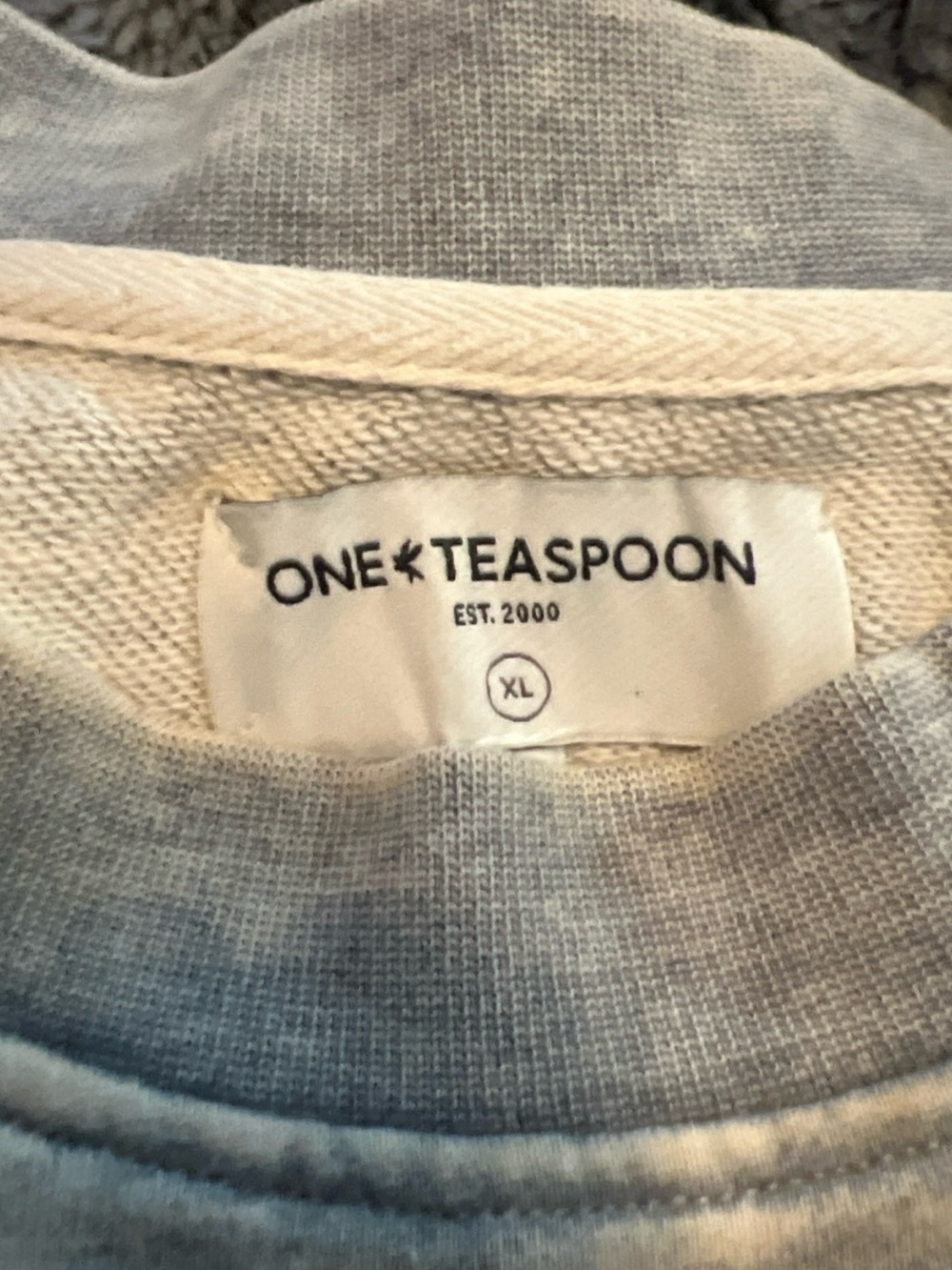 One Teaspoon Light Gray and Cream Pullover Sweatshirt